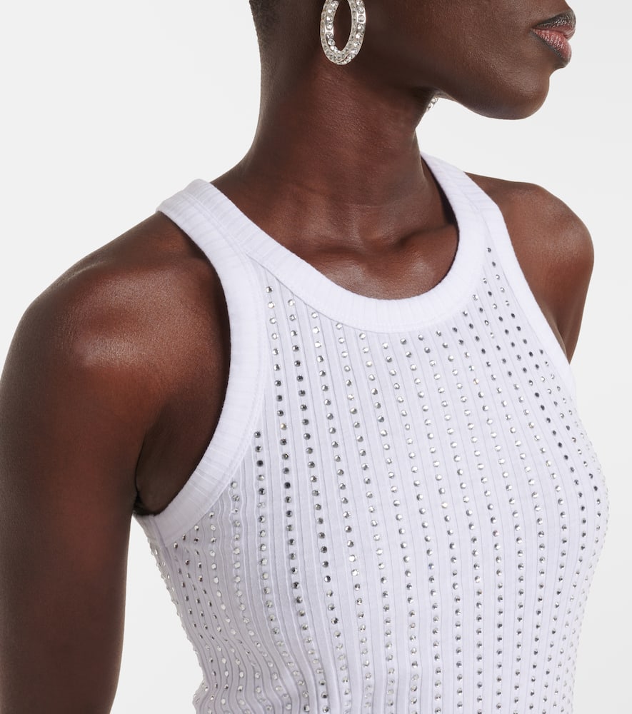 Embellished cotton jersey top