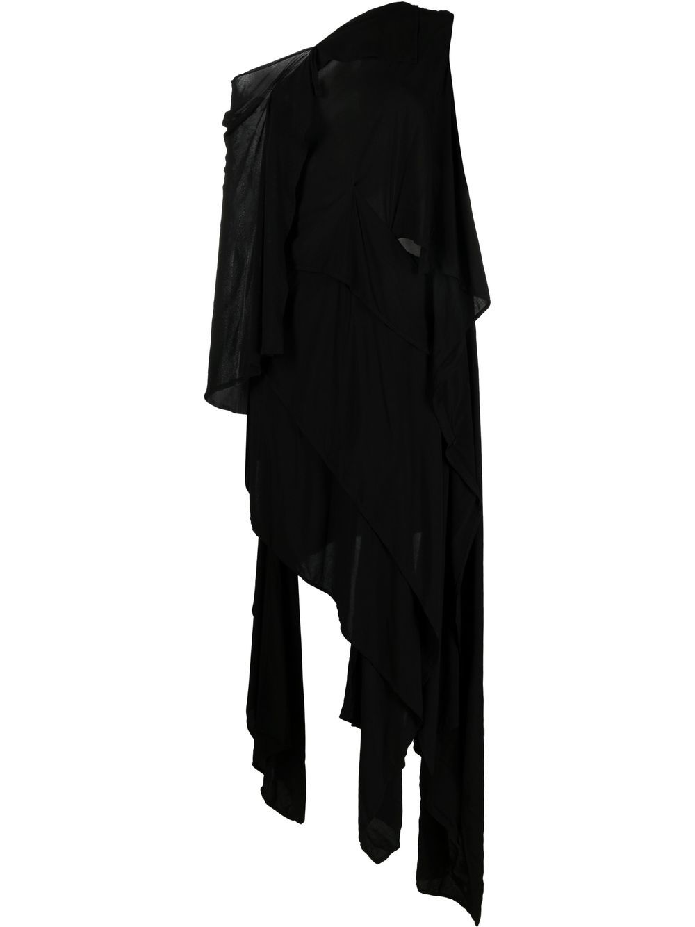 Asymmetric cotton-blend dress