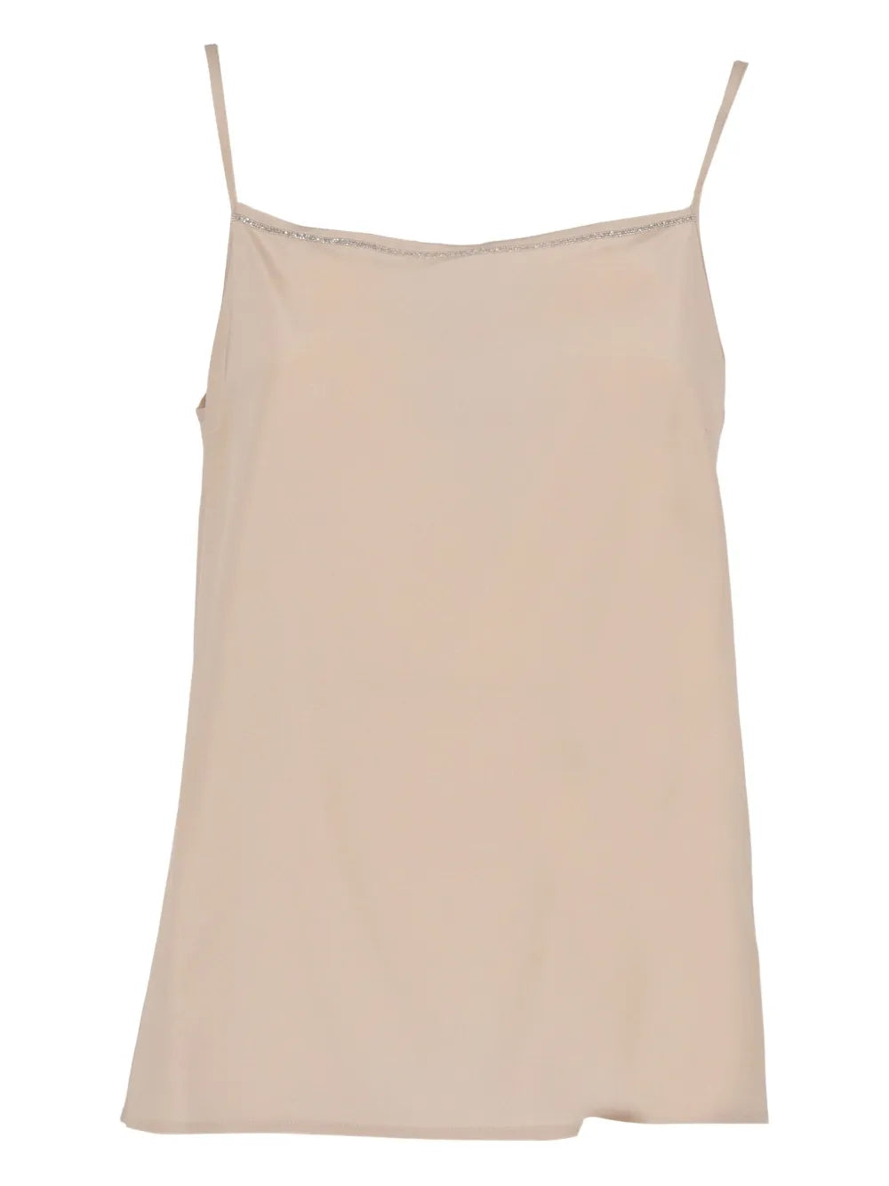 Beaded-Trim Tank Top — Beige