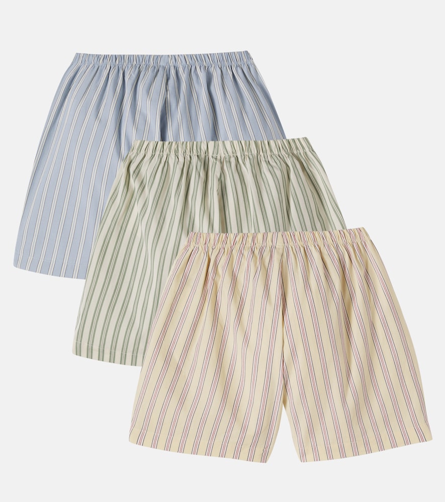 Konges Sløjd Azur set of 3 striped cotton poplin shorts