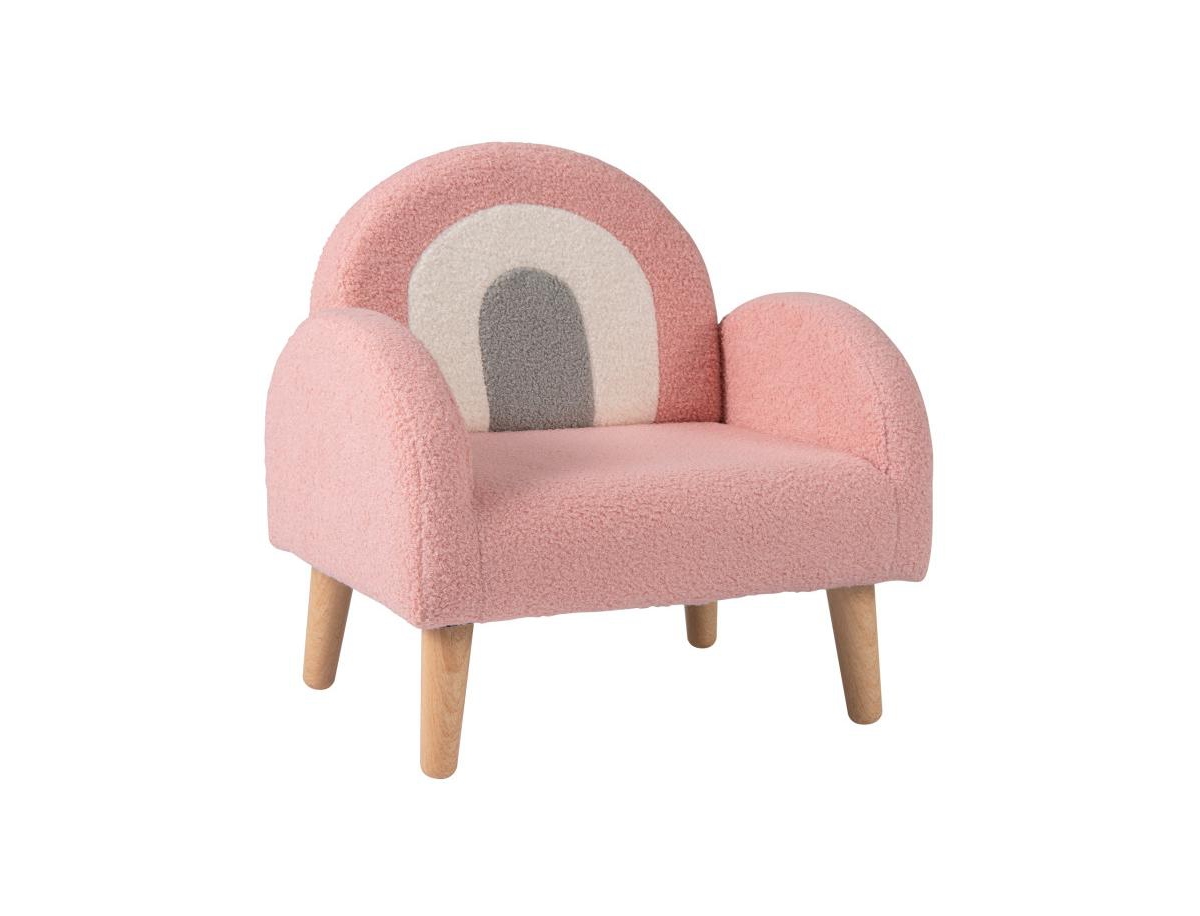Children s Lounge Armchair with Cushioned Back and Armrests - Pink