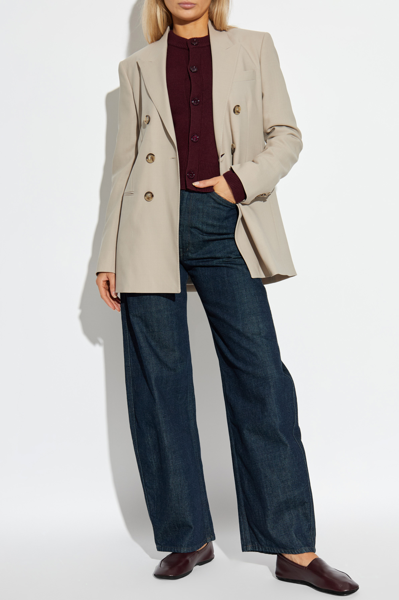Double-breasted Blazer, Women's, Cream