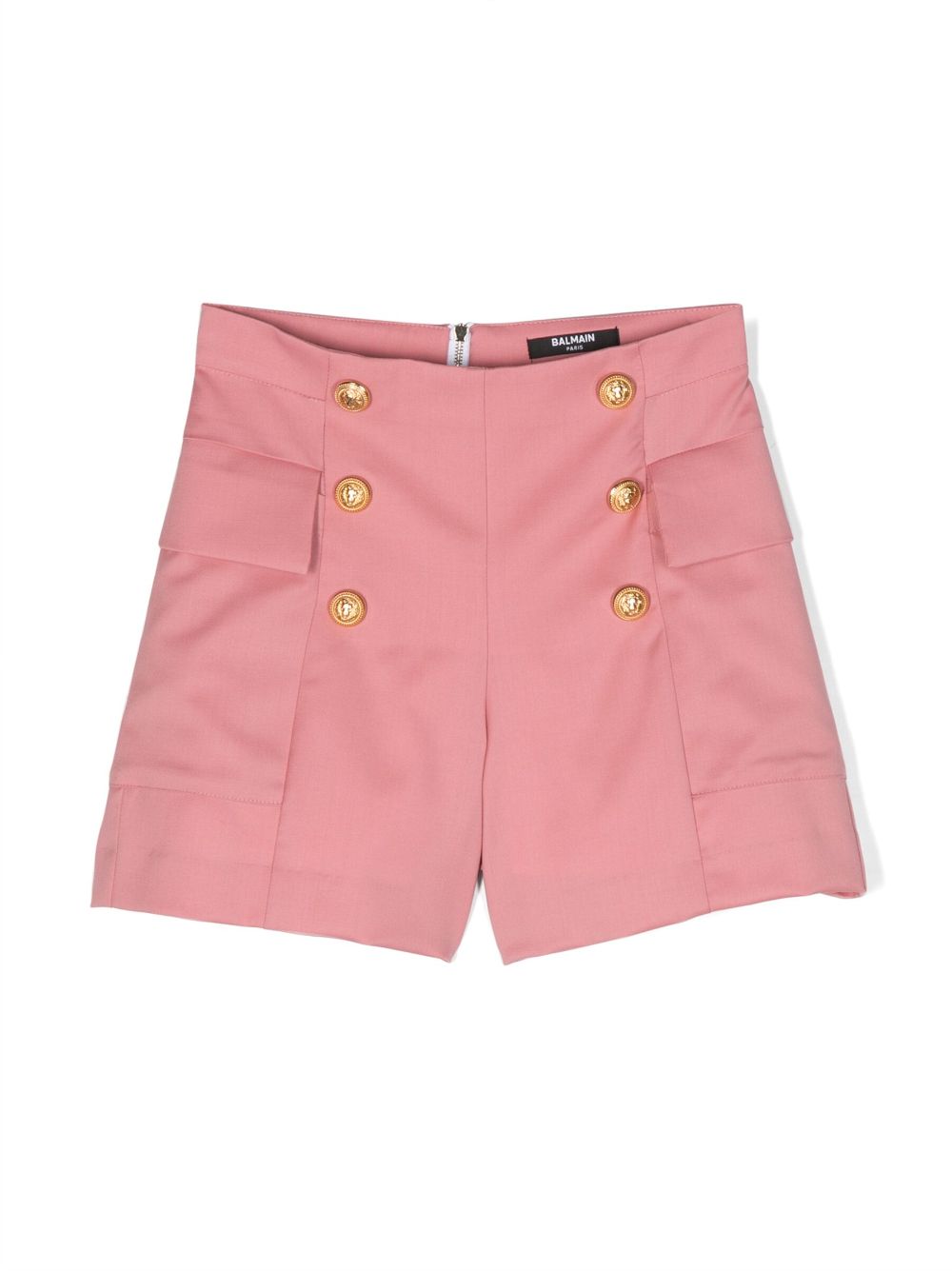 Button-detail zip-up shorts - Pink