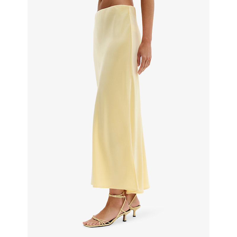 Womens Aubree High-Waist Satin Midi Skirt