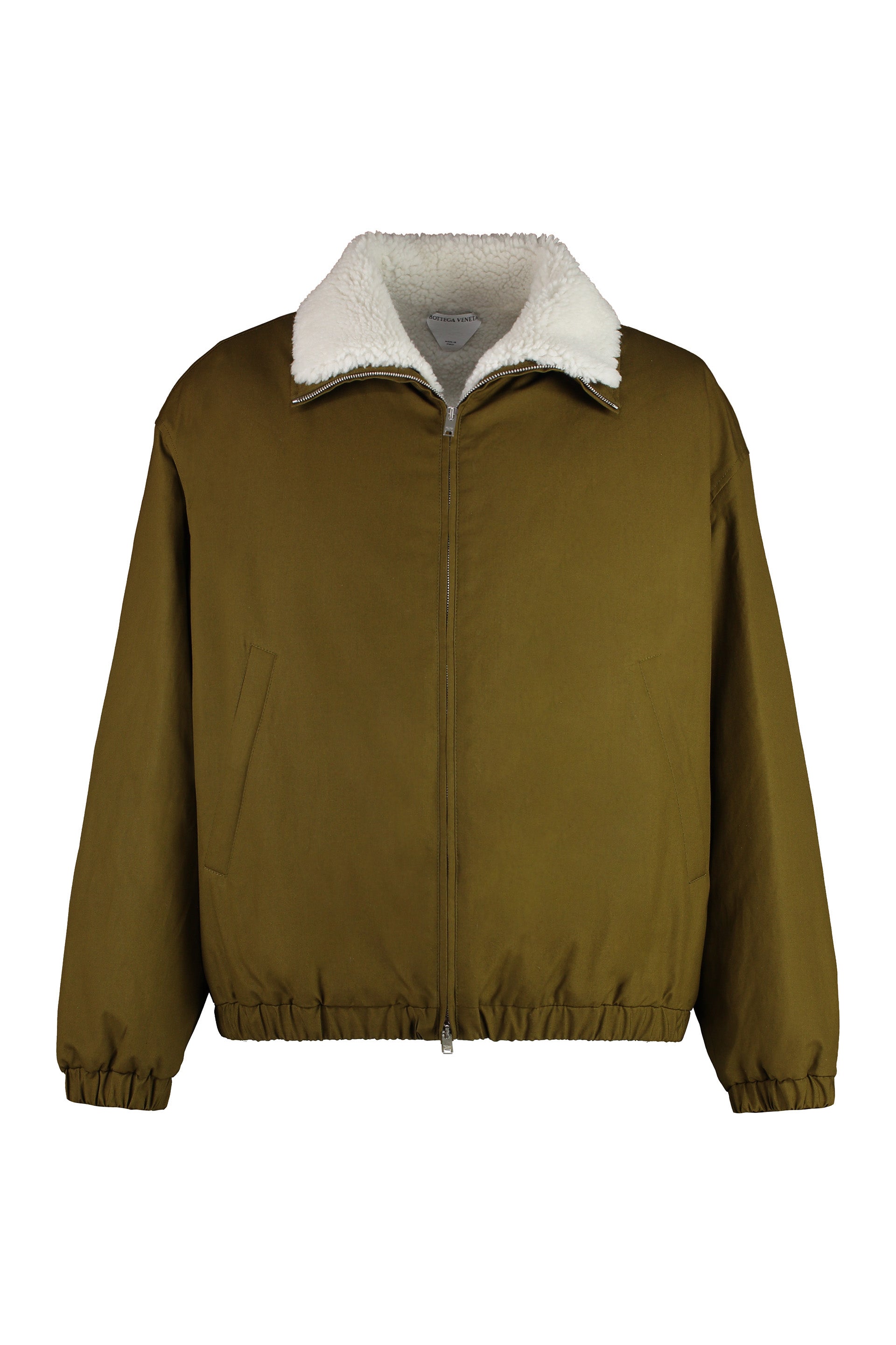 Zippered Cotton Jacket with Removable Shearling Lambswool Padding