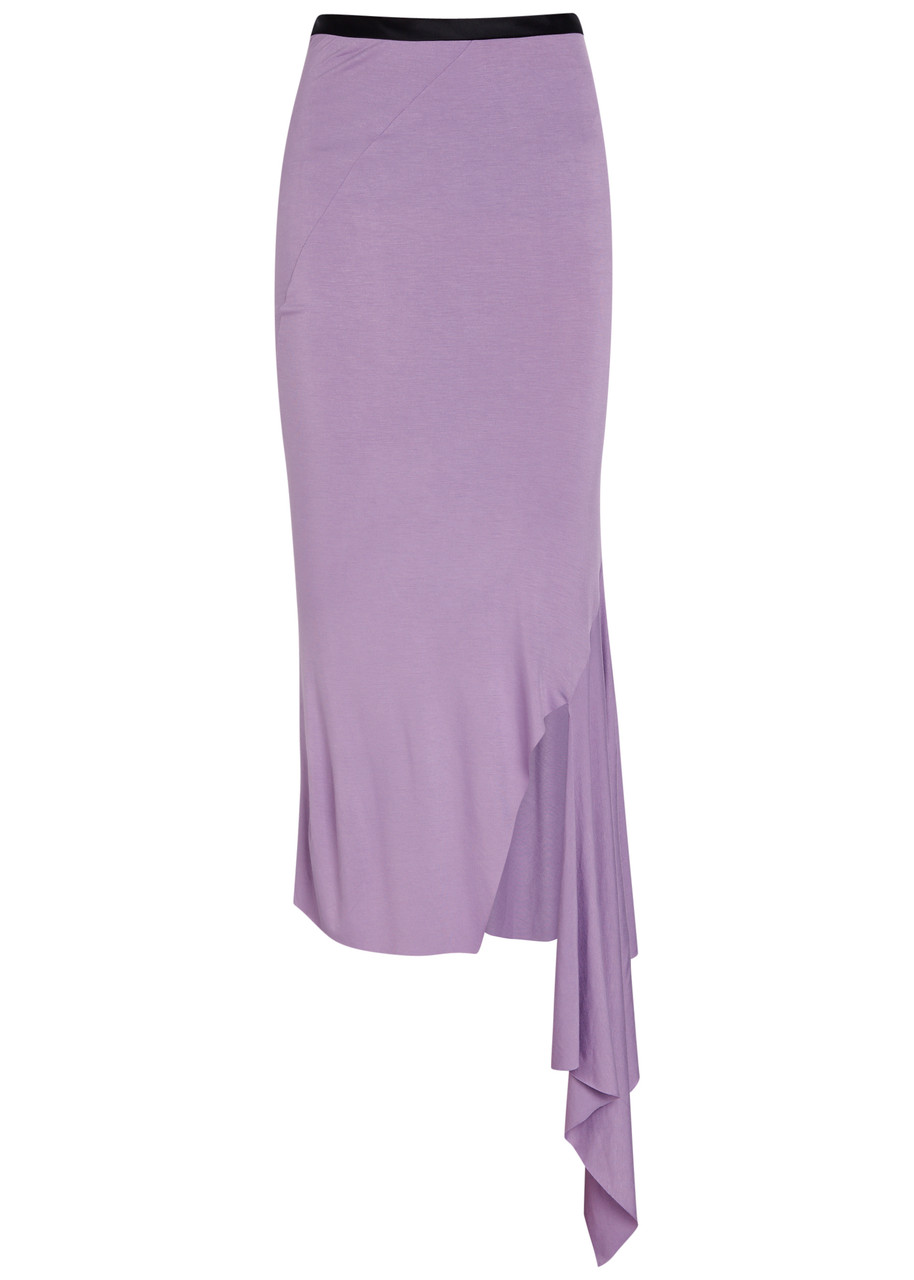 Fishtail Asymmetric Jersey Midi Skirt