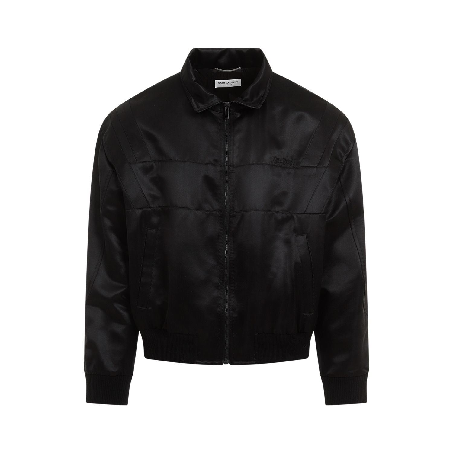 Logo-embroidered Satin Bomber Jacket