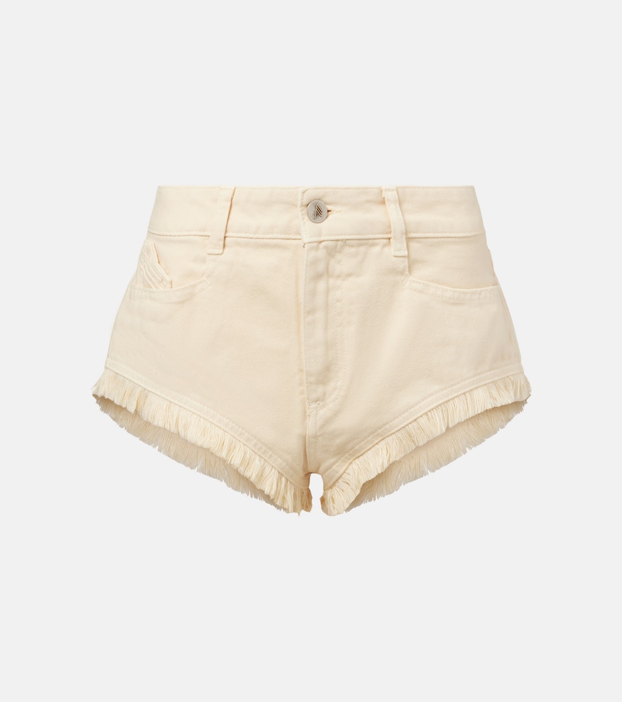 Fringed cotton canvas shorts