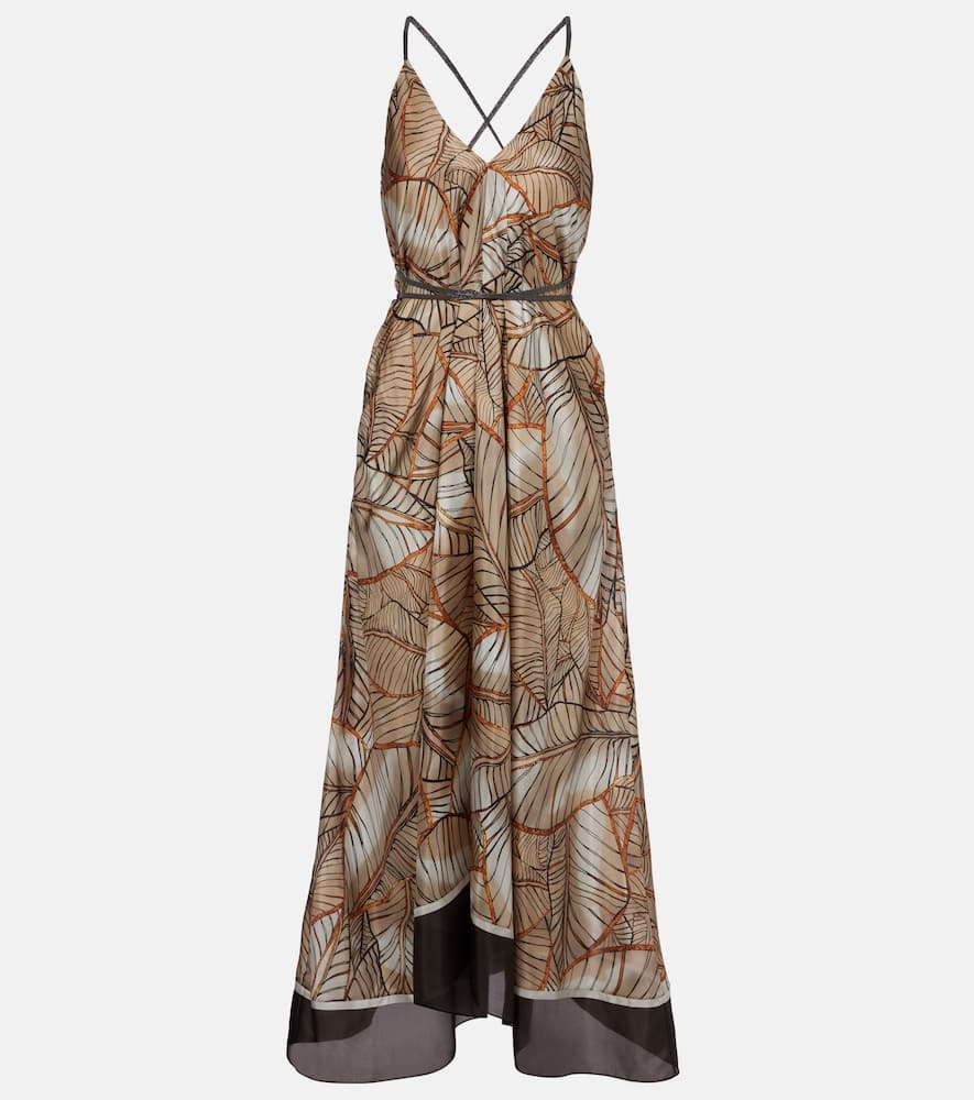 Printed silk maxi dress