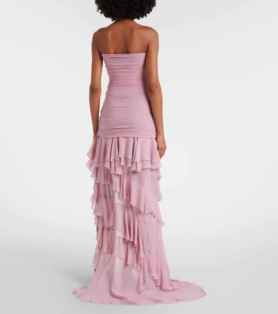 Asymmetric ruffled georgette gown