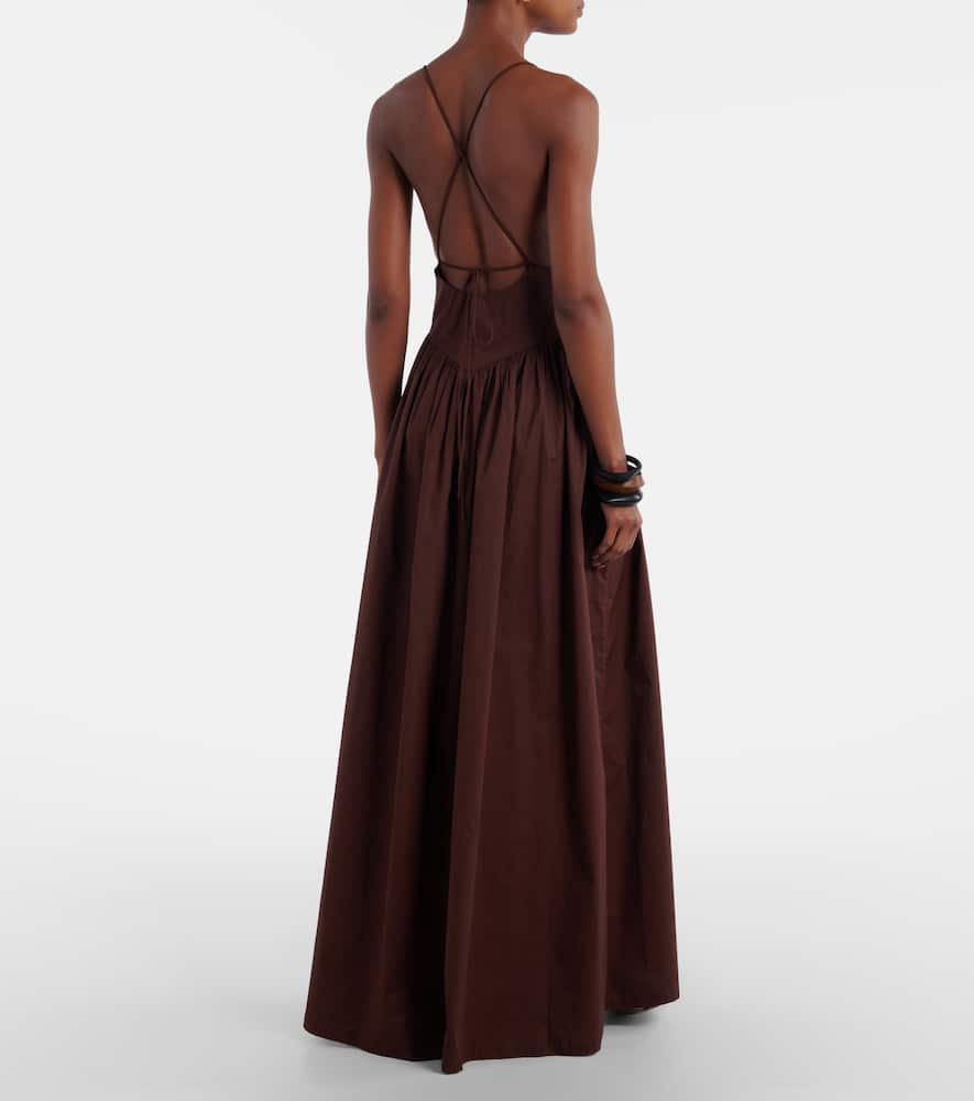 Open-back cotton maxi dress