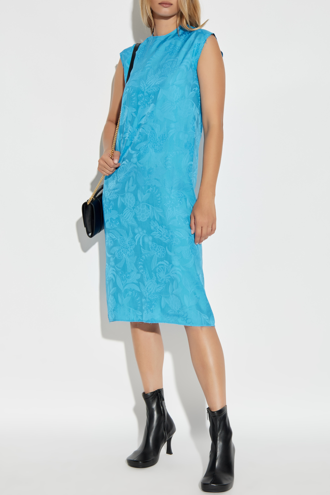 Dress With Silk Trim, Women's, Blue