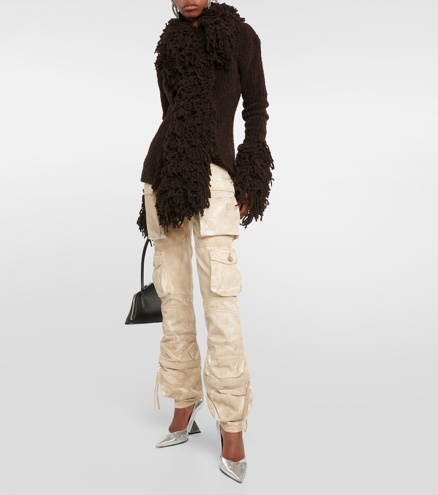 Low-rise denim cargo pants