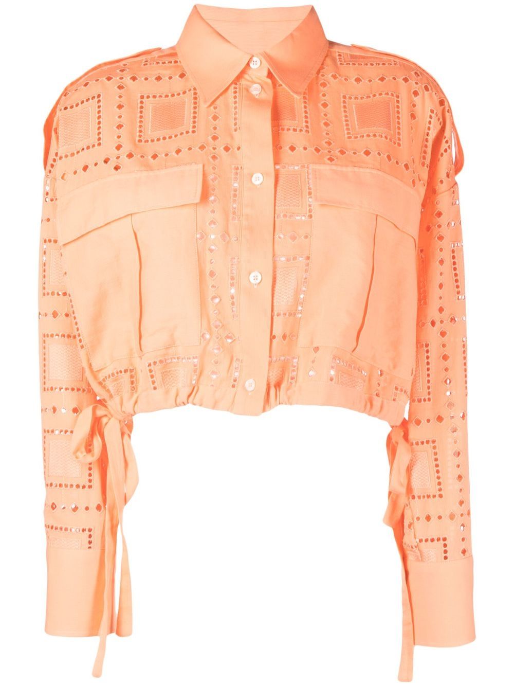 Broderie-anglaise cropped shirt - Orange