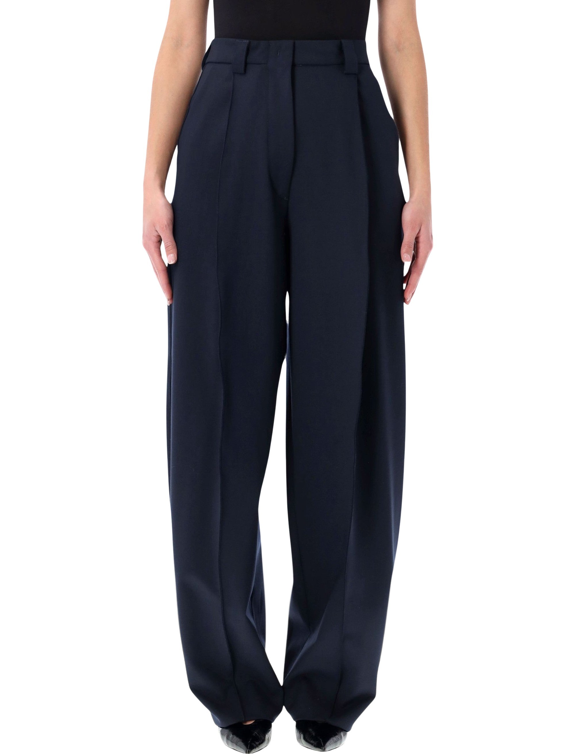 Wool Tapered Trousers - High Waist, Size 40