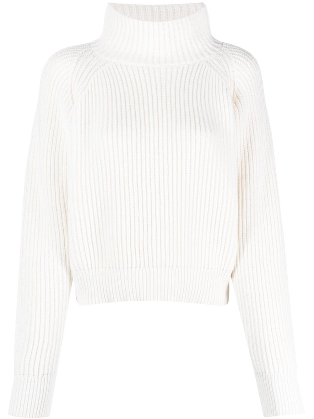 Ribbed-knit high-neck jumper - White