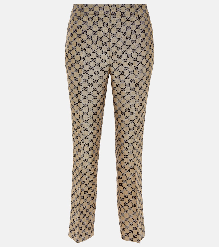 GG canvas linen-blend straight pants