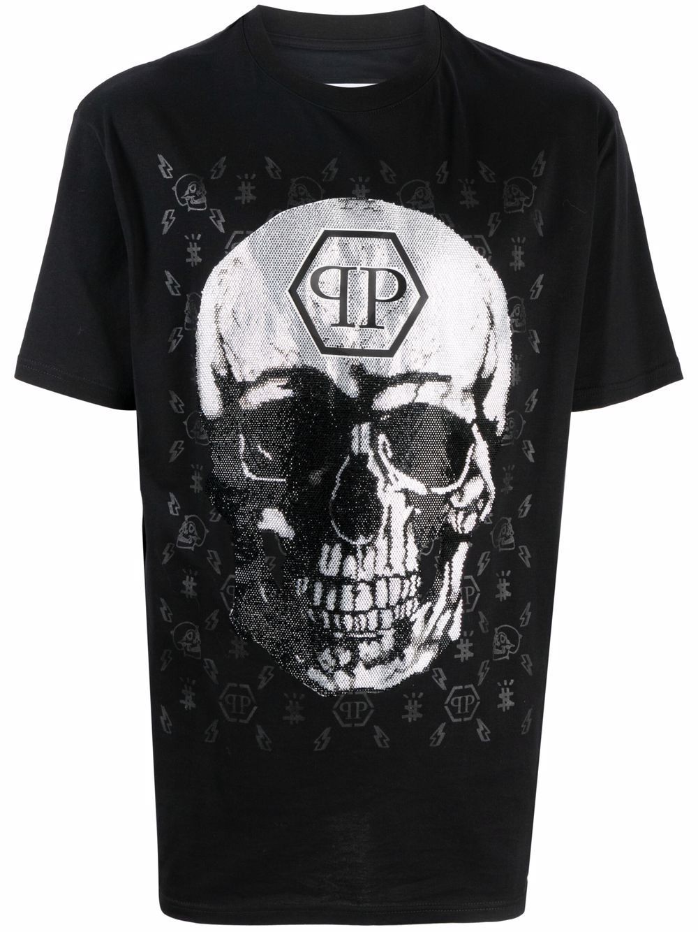 Gem-embellished skull logo-graphic T-shirt - Black