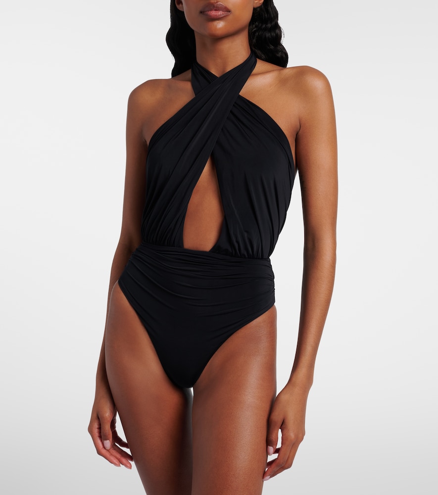 Cutout draped swimsuit