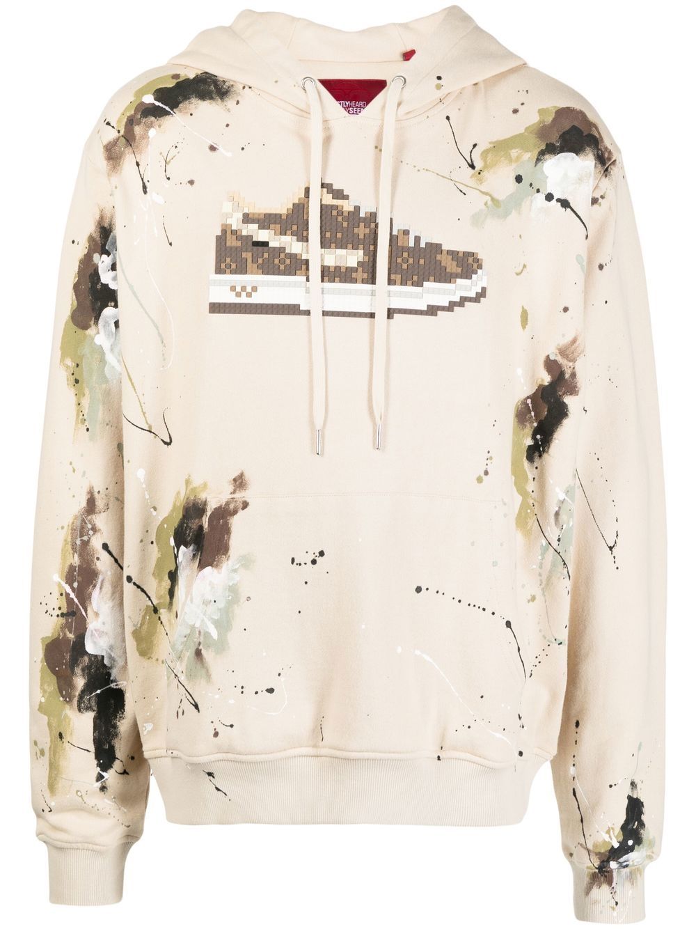 Sneaker-print long-sleeve hoodie - Neutrals