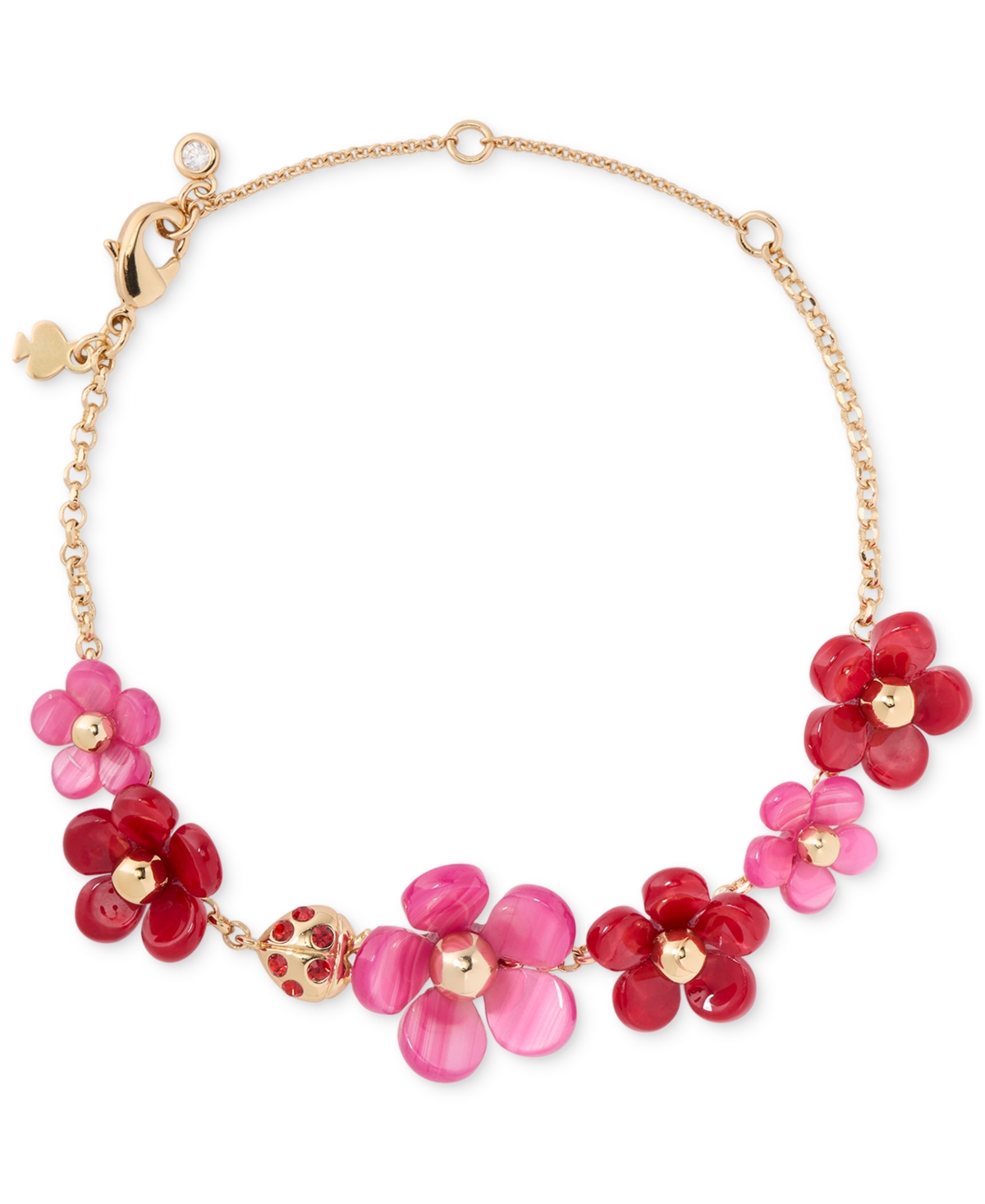 Gold-Tone Summer Daze Flower Scatter Bracelet - Red