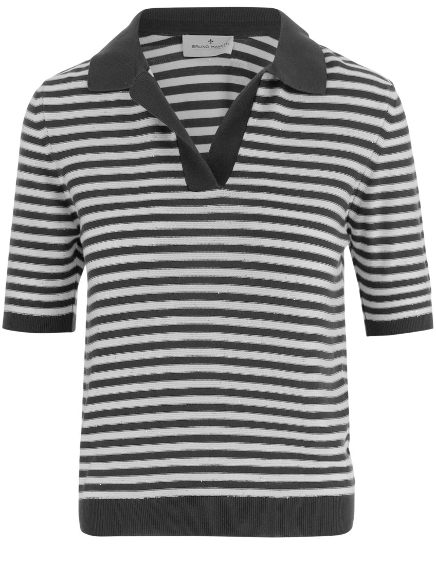 Multicolor Stripes Shirt Collar Polo
