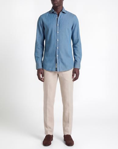Man Denim shirt Blue Size 17 Cotton