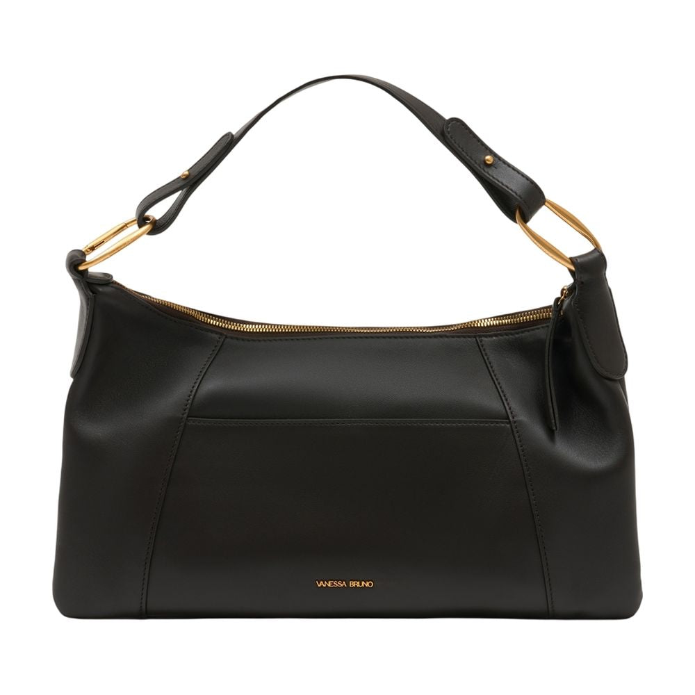 Leather Calfskin Shoulder Bag — Black