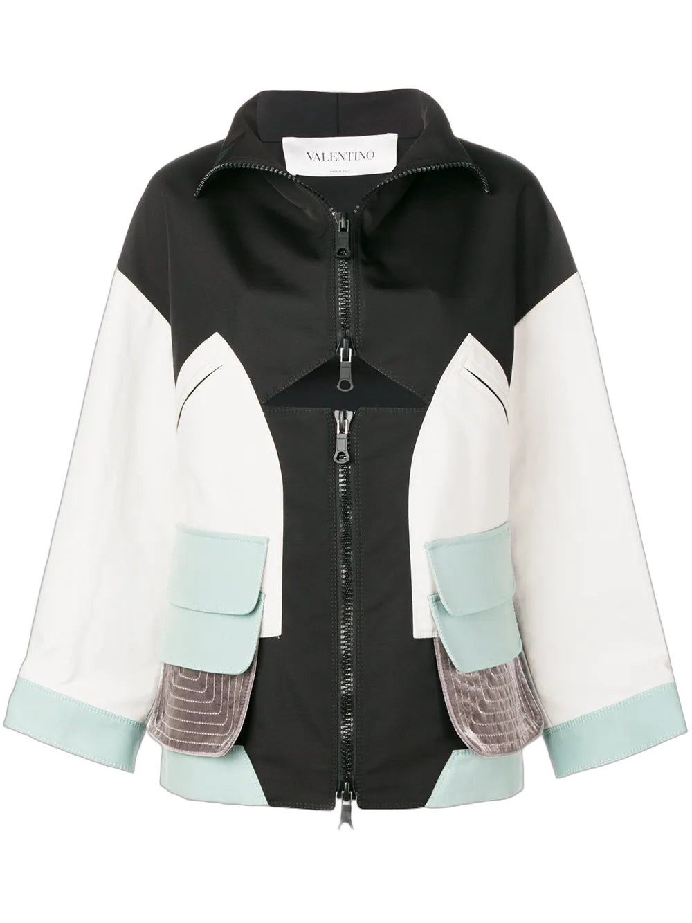 Panelled Colour-Block Jacket — Black