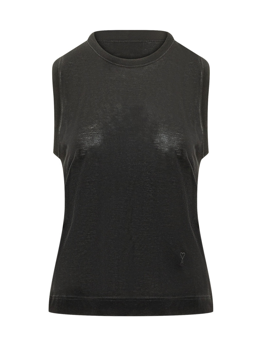 Black Solid Crew Neck Top