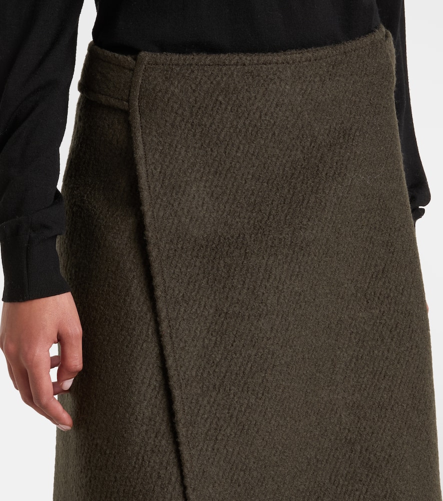 Bodhi wool-blend bouclé twill wrap skirt