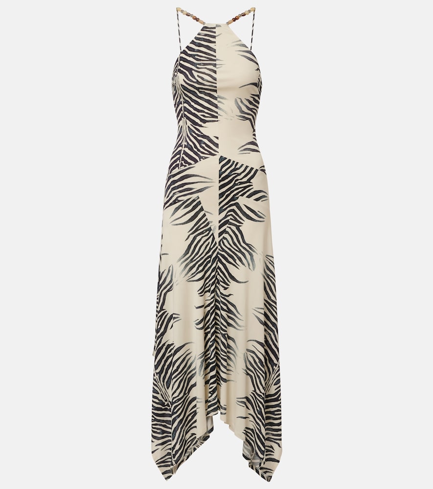 Artemis asymmetric zebra-print gown