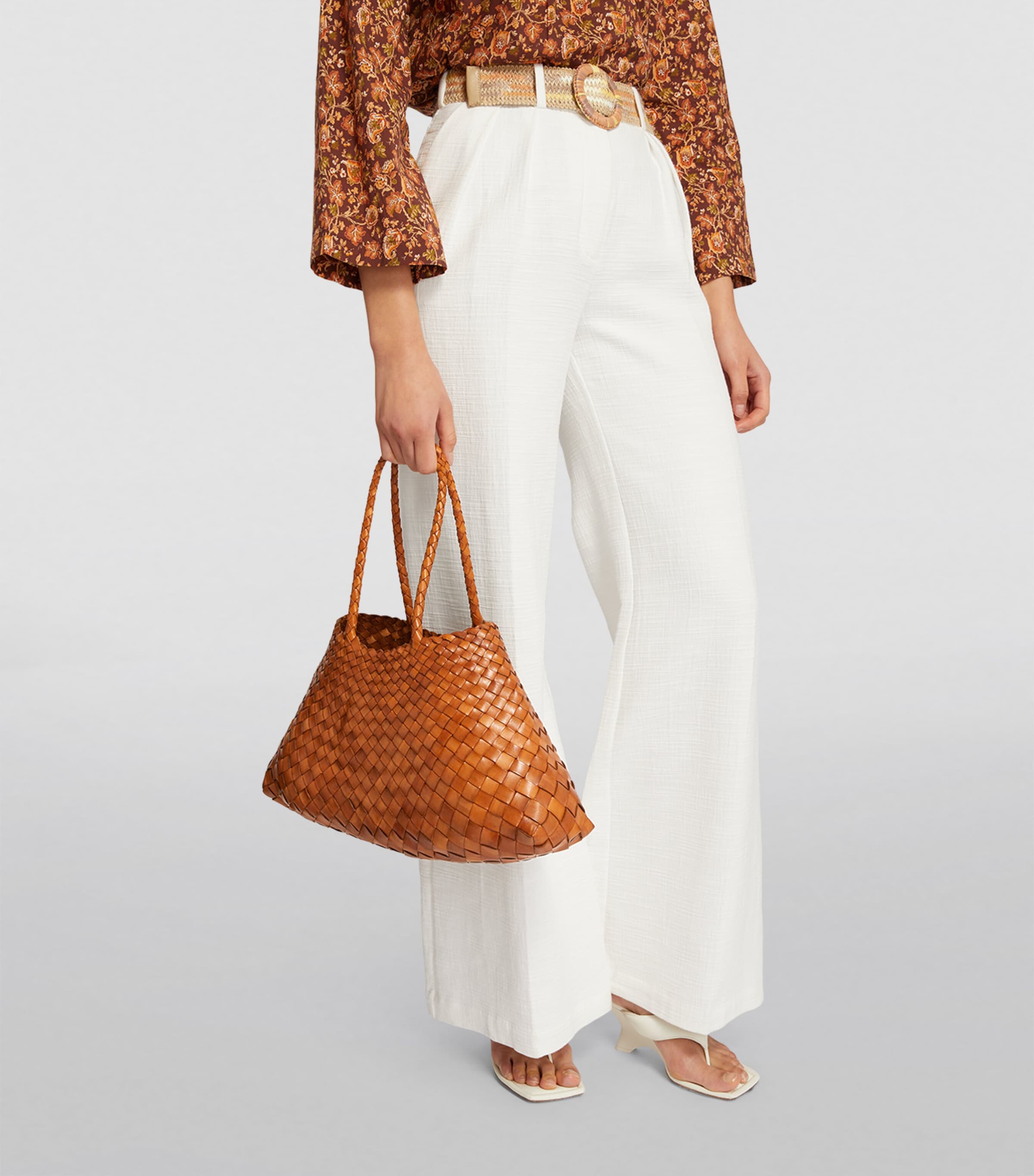 Dragon Diffusion Large Leather Woven Santa Croce Tote Bag