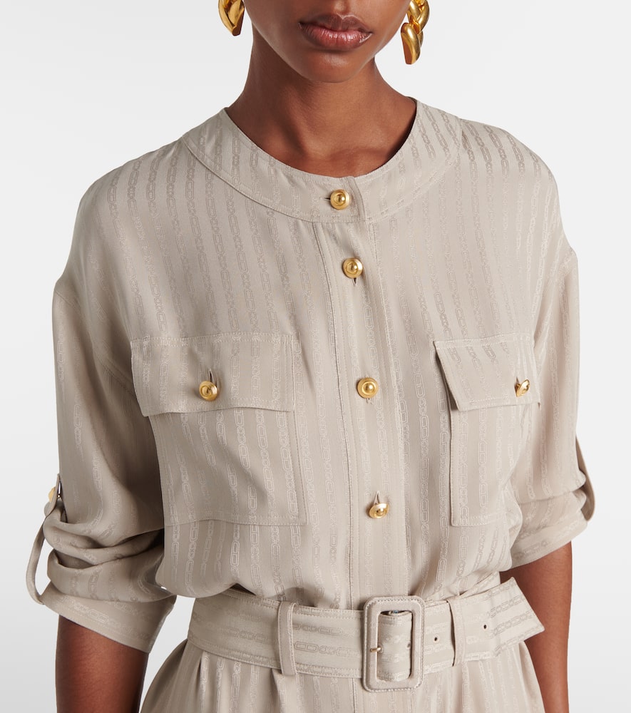 Striped belted shirt dress
