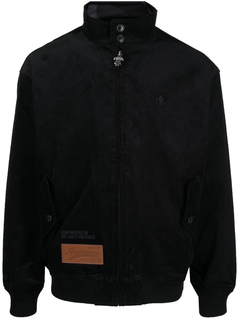 Logo-patch cotton bomber jacket - Black