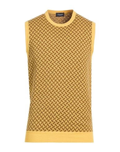 Man Sweater Yellow Size 42 Cotton, Linen, Polyester