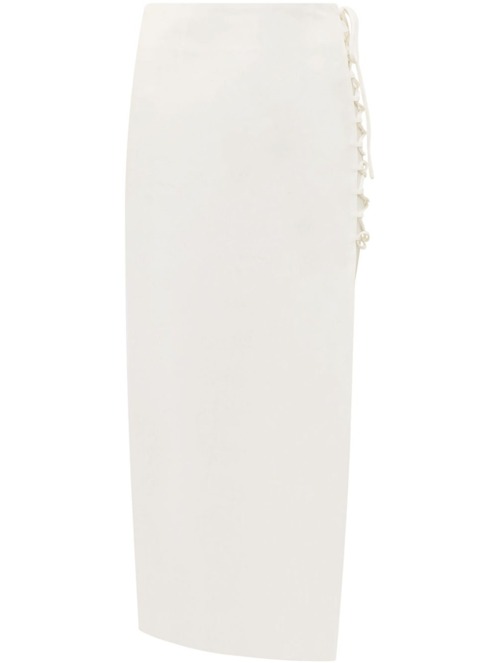 Side lace-up midi skirt - White