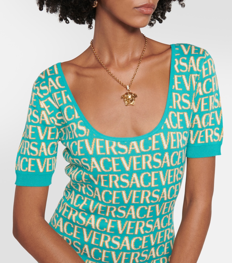 Allover cotton-blend minidress
