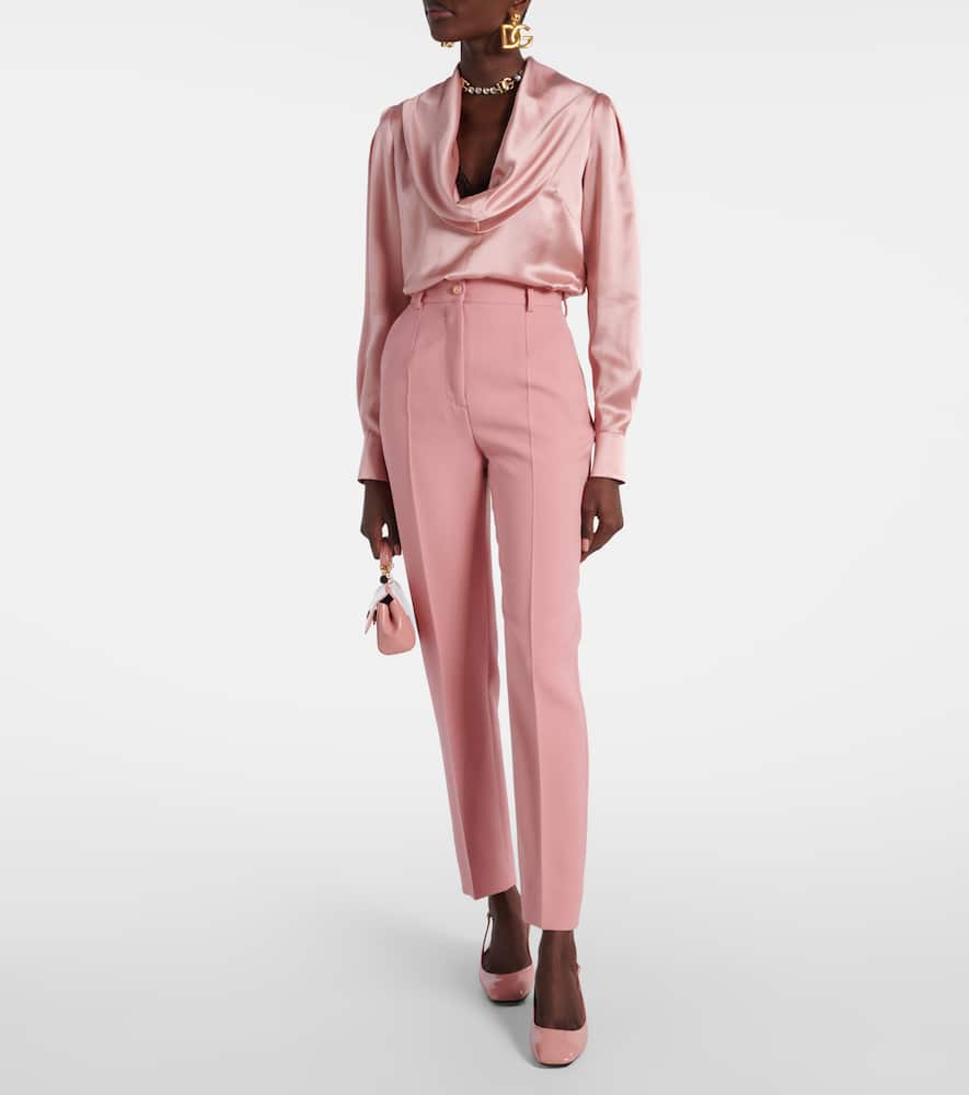Draped silk satin blouse