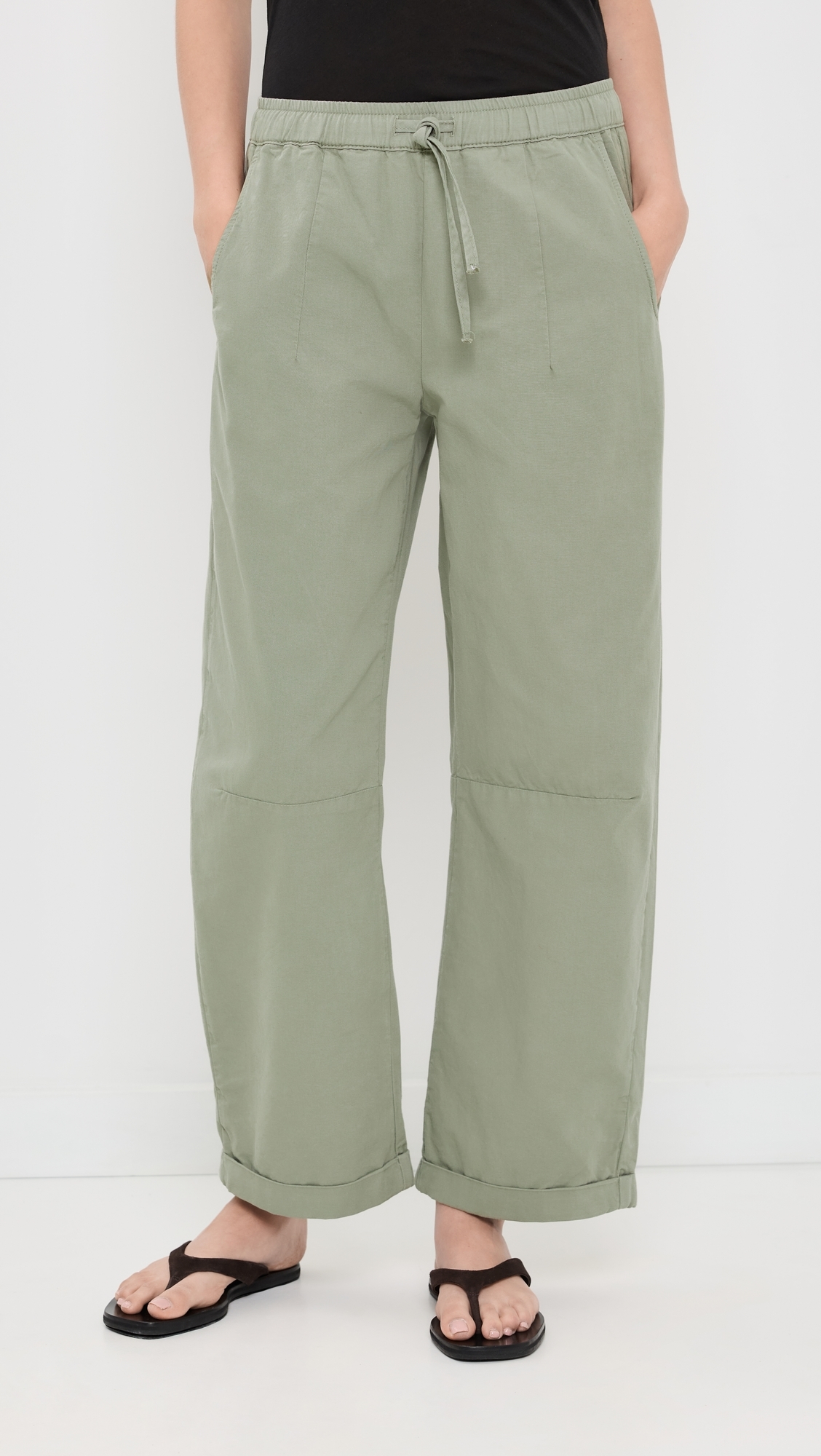 Mara Sateen Drawstring Pants Soft Sage