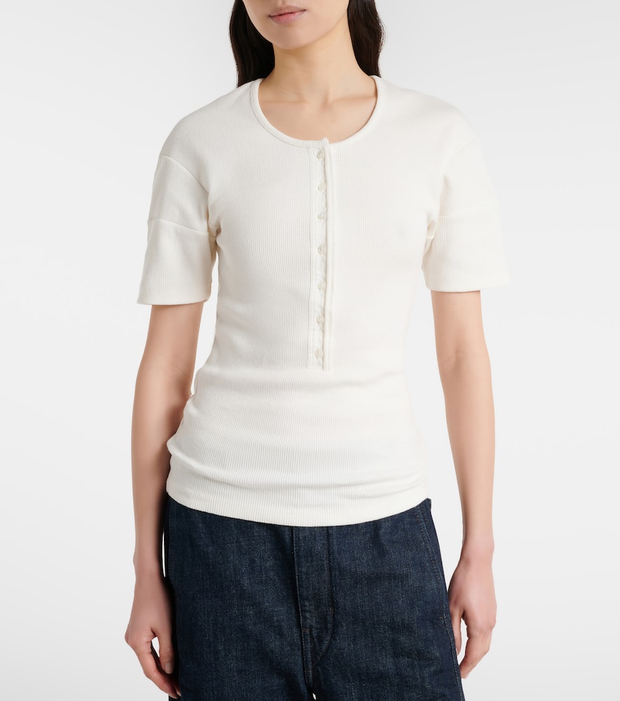 Cotton and linen jersey Henley shirt