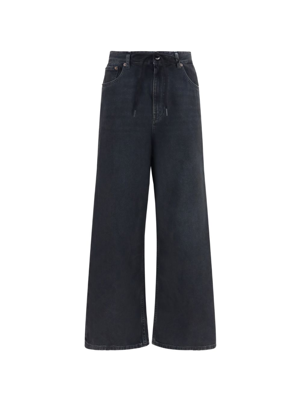 Wide-Leg Denim Jeans — Black