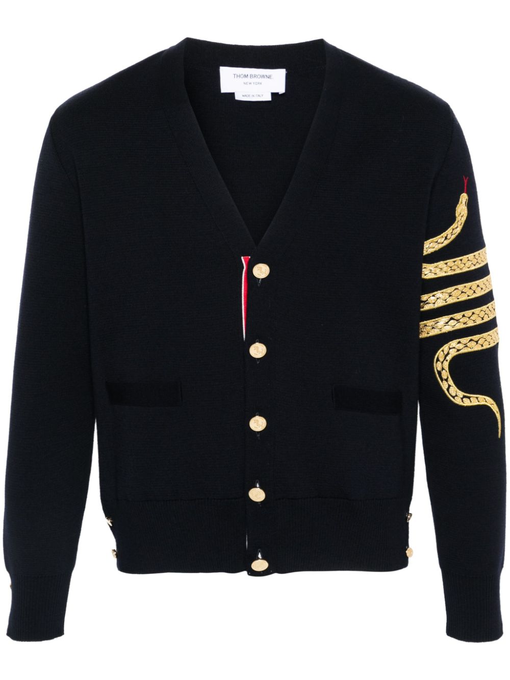 Snake 4-Bar roll-neck cardigan - Blue
