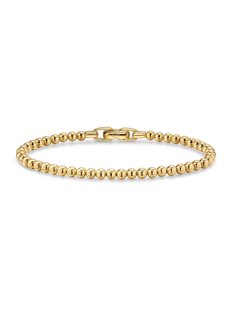 Men's Spiritual Beads Metal Bead Bracelet in 18K Yellow Gold, 4MM - Gold