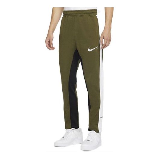 Men's Sportswear Swoosh Contrast Color Stitching Knit Sports Pants/Trousers/Joggers Army Green