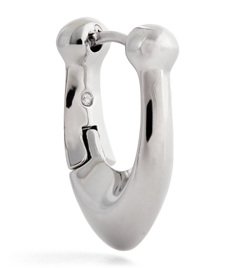 Rhodium Signature C Huggie Earrings