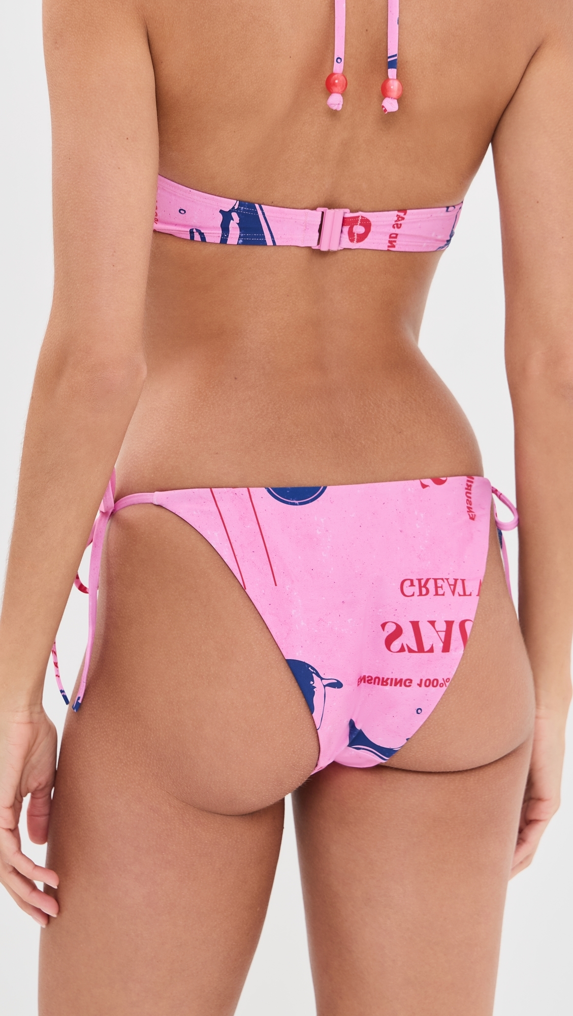 Sisley Side Tie Bikini Bottoms Parcel Print Pink