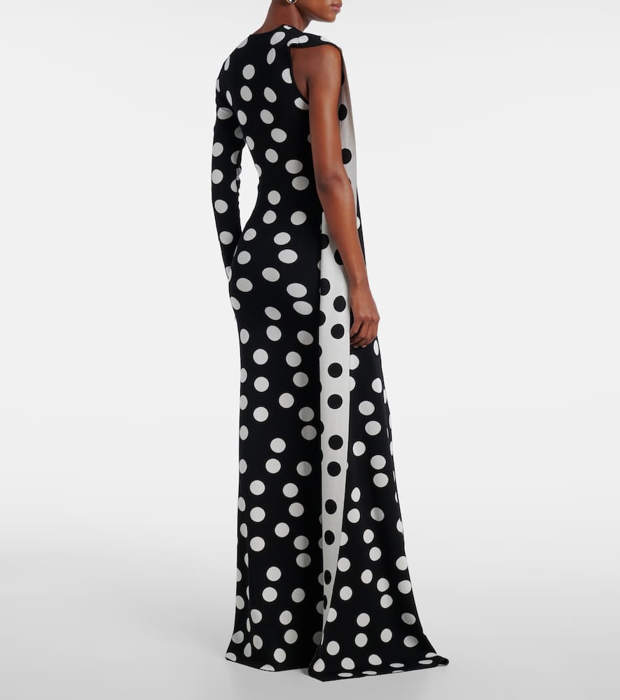 Polka-dot scarf-detail gown