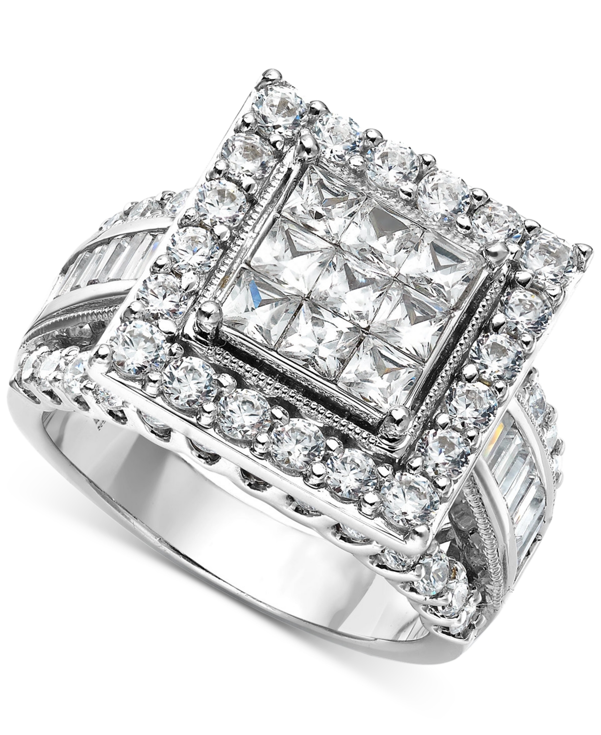 Diamond Cluster Square Halo Ring (2-1/2 ct. t.w.) in 14k White Gold - White Gold
