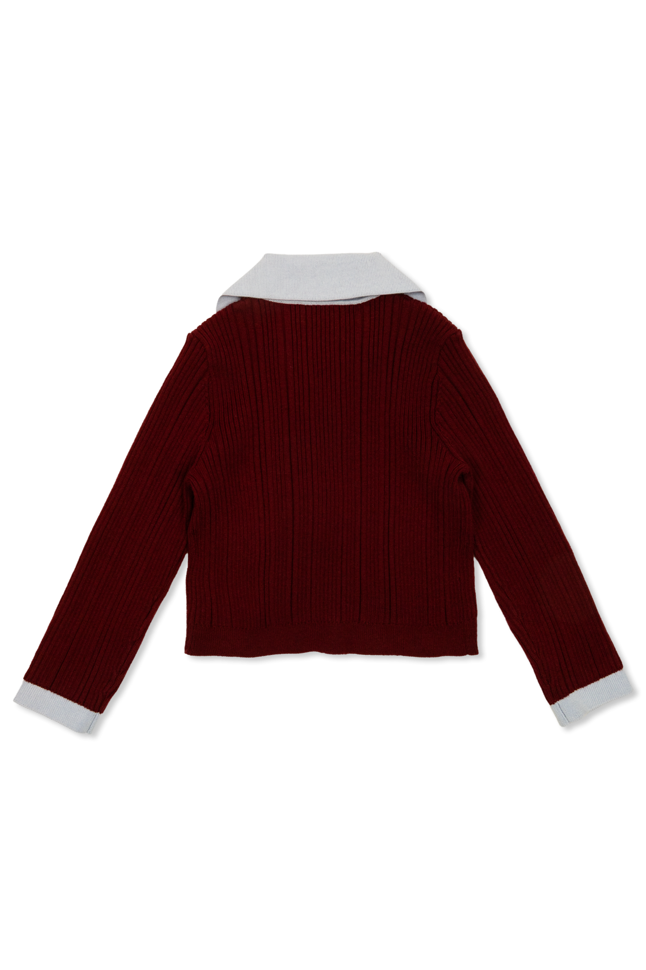 Ribbed Cardigan, Unisex, Burgundy